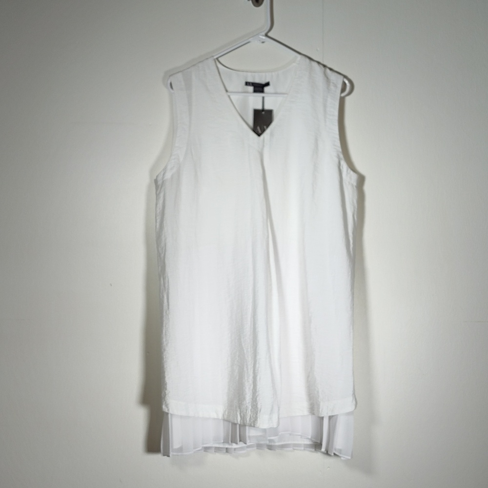 NWT Armani Exchange white pleated hem shirt dress M